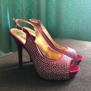 Candies hot pink rhinestone heels
